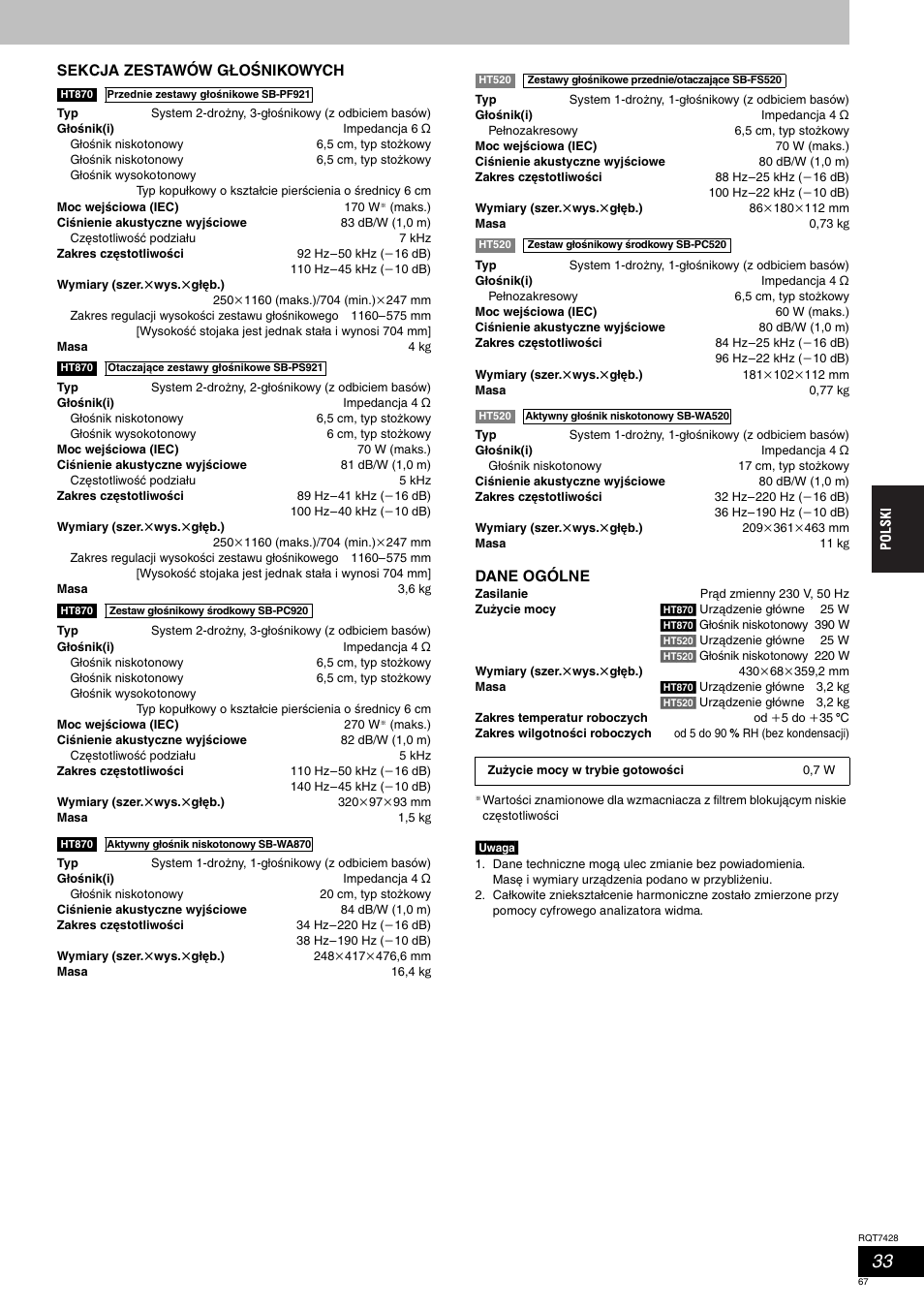 Panasonic SCHT870 User Manual | Page 67 / 104