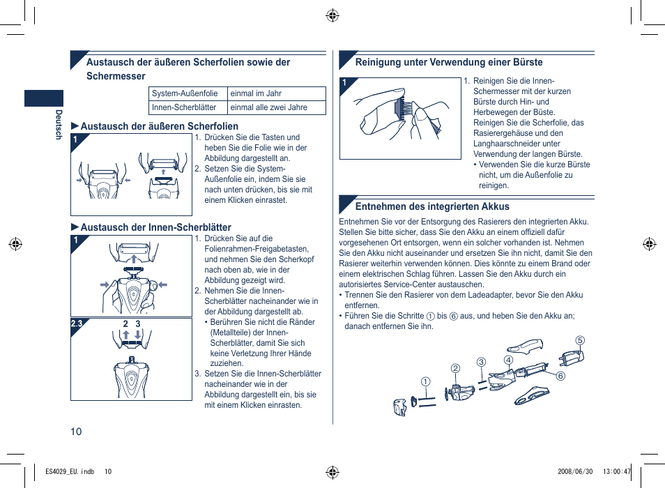 Panasonic ES4029 User Manual | Page 10 / 104