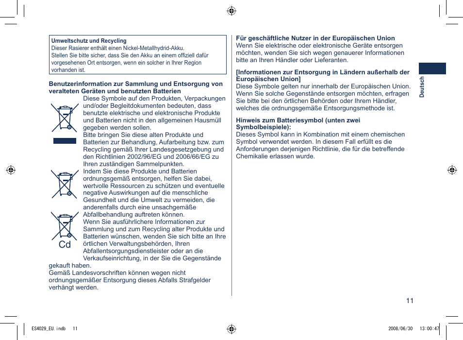 Panasonic ES4029 User Manual | Page 11 / 104