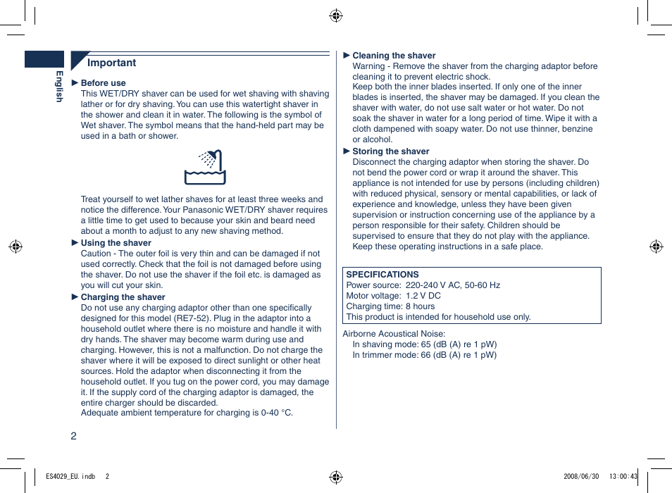 Panasonic ES4029 User Manual | Page 2 / 104