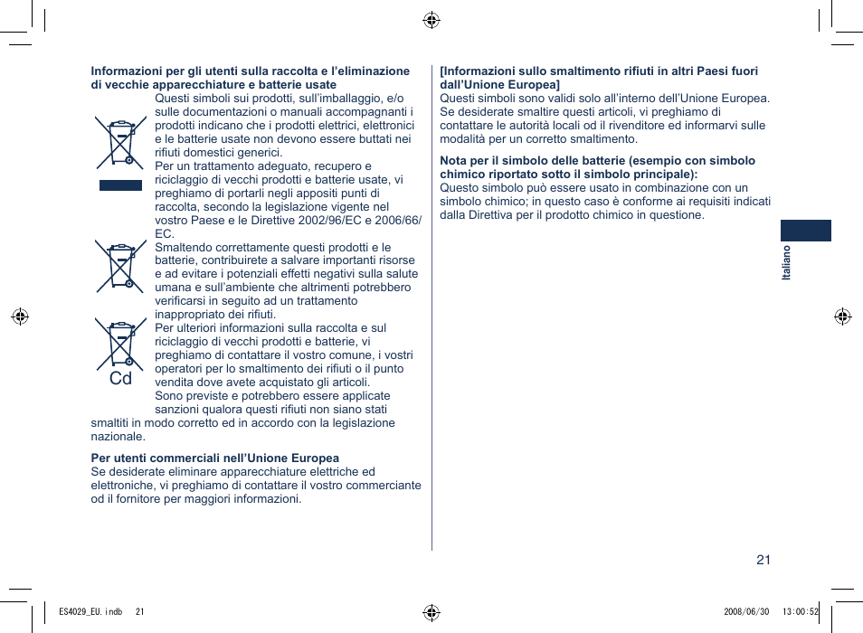 Panasonic ES4029 User Manual | Page 21 / 104