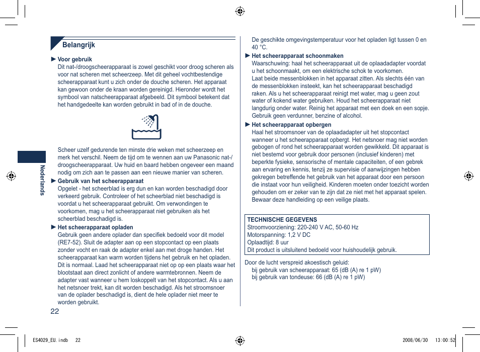 Panasonic ES4029 User Manual | Page 22 / 104