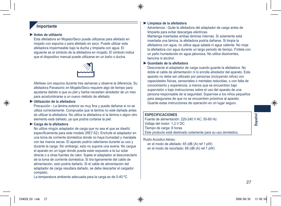 Panasonic ES4029 User Manual | Page 27 / 104