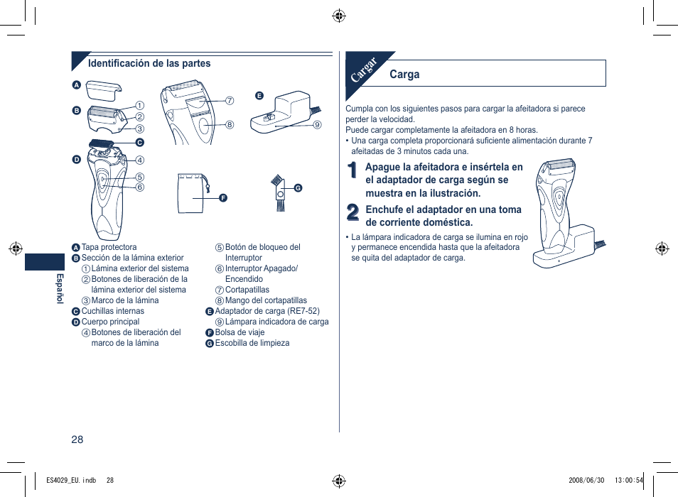 Cargar | Panasonic ES4029 User Manual | Page 28 / 104