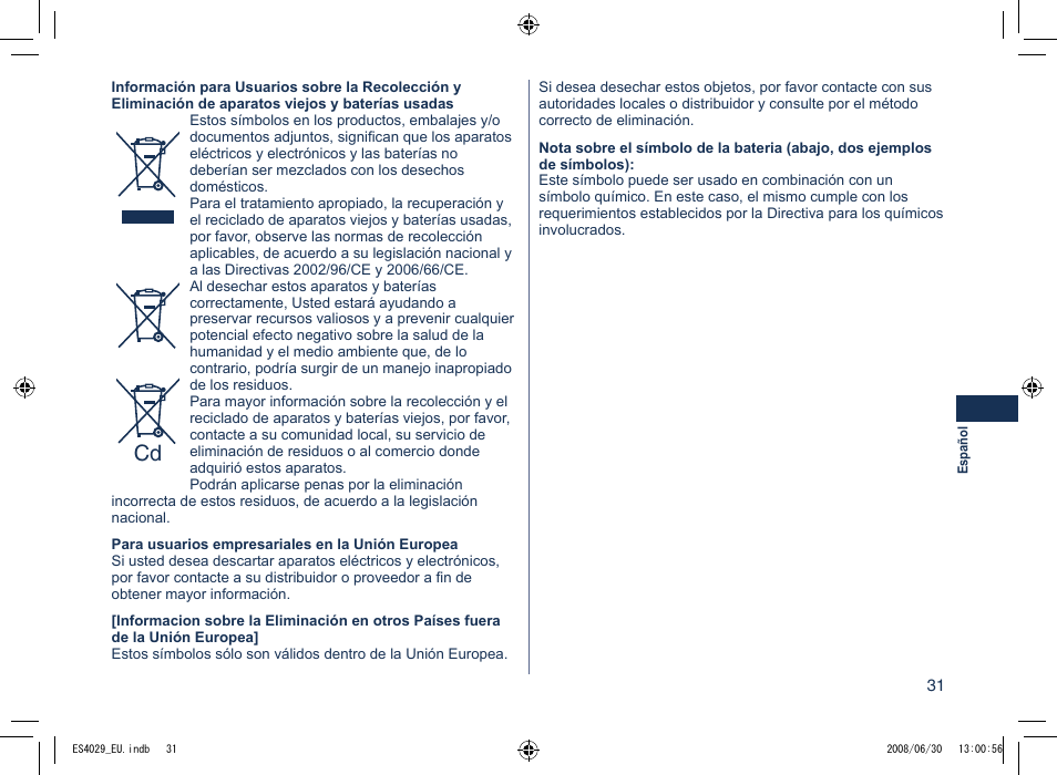 Panasonic ES4029 User Manual | Page 31 / 104