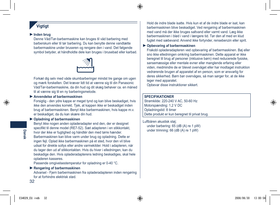 Panasonic ES4029 User Manual | Page 32 / 104