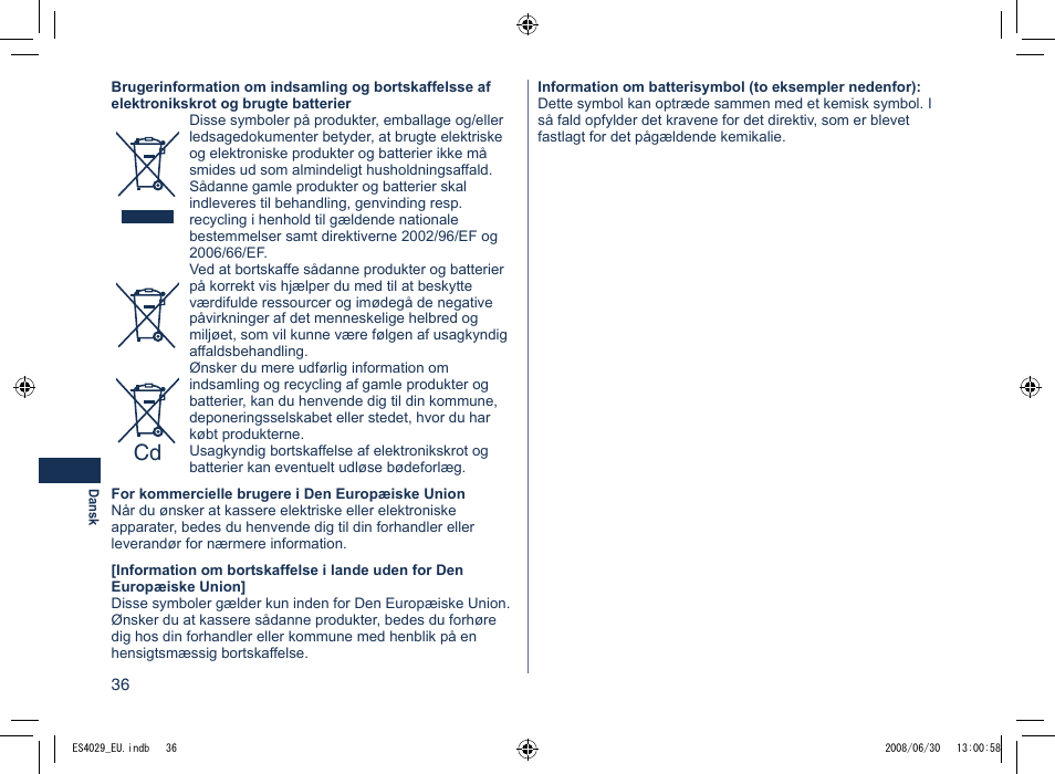 Panasonic ES4029 User Manual | Page 36 / 104