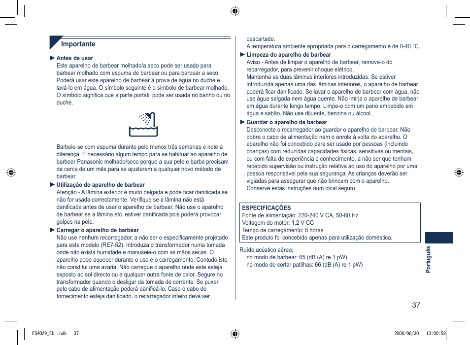 Panasonic ES4029 User Manual | Page 37 / 104