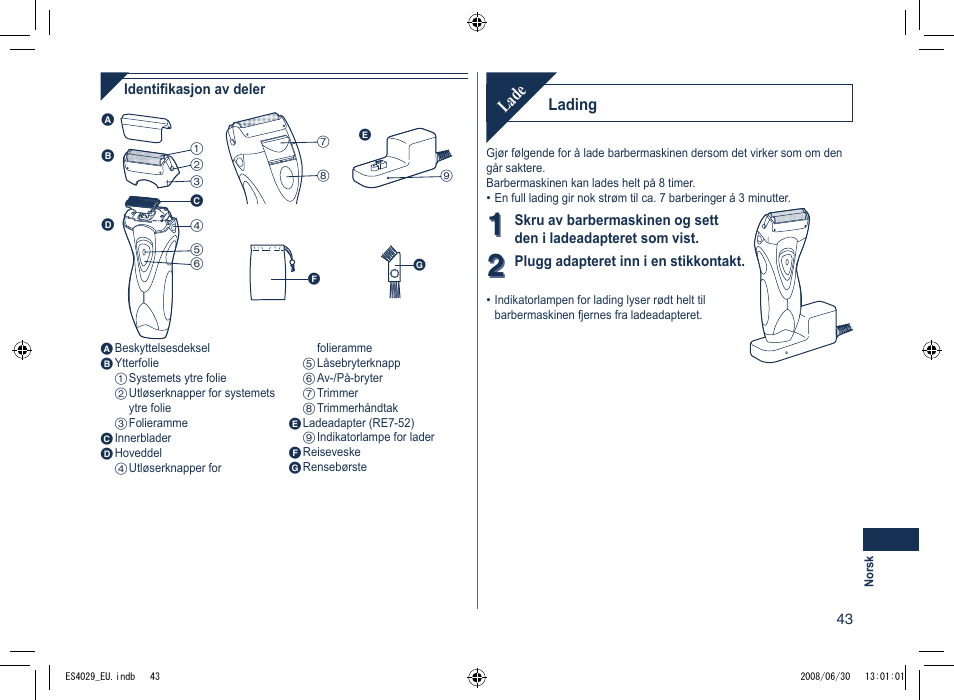 Lade | Panasonic ES4029 User Manual | Page 43 / 104