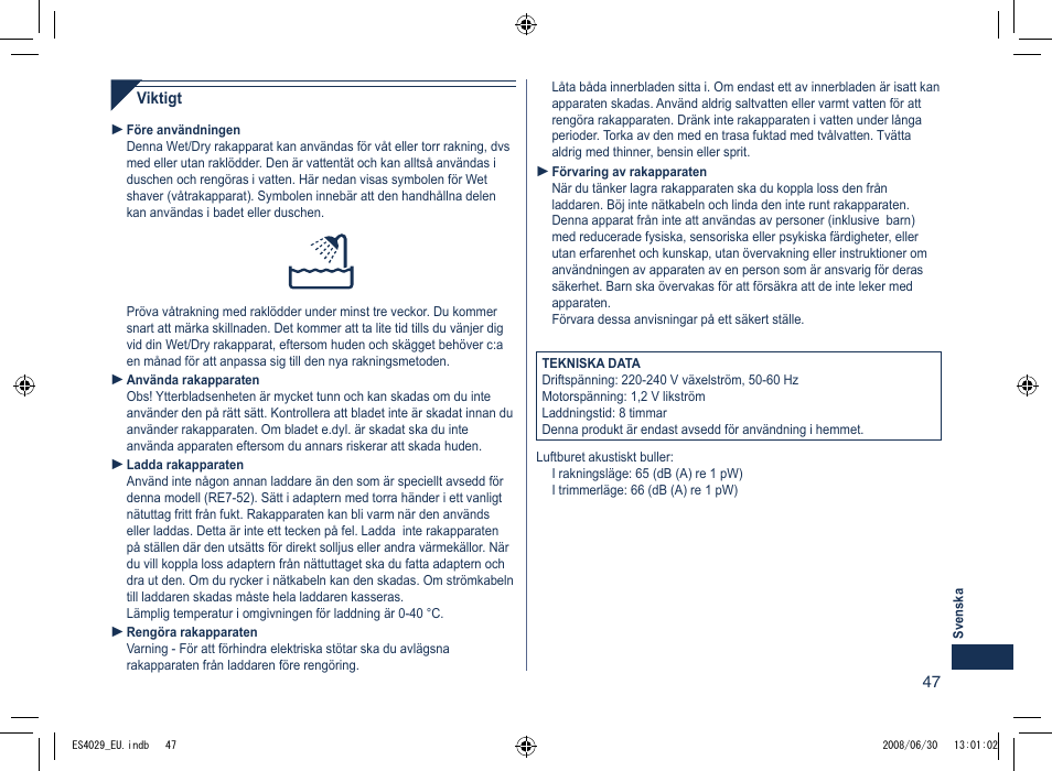 Panasonic ES4029 User Manual | Page 47 / 104