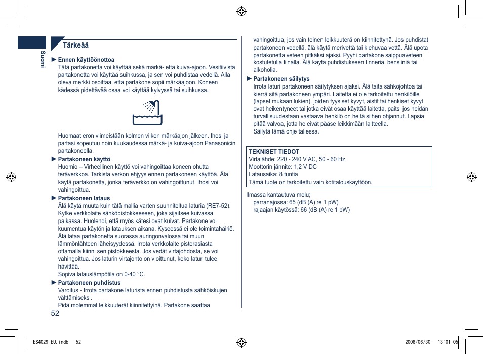 Panasonic ES4029 User Manual | Page 52 / 104