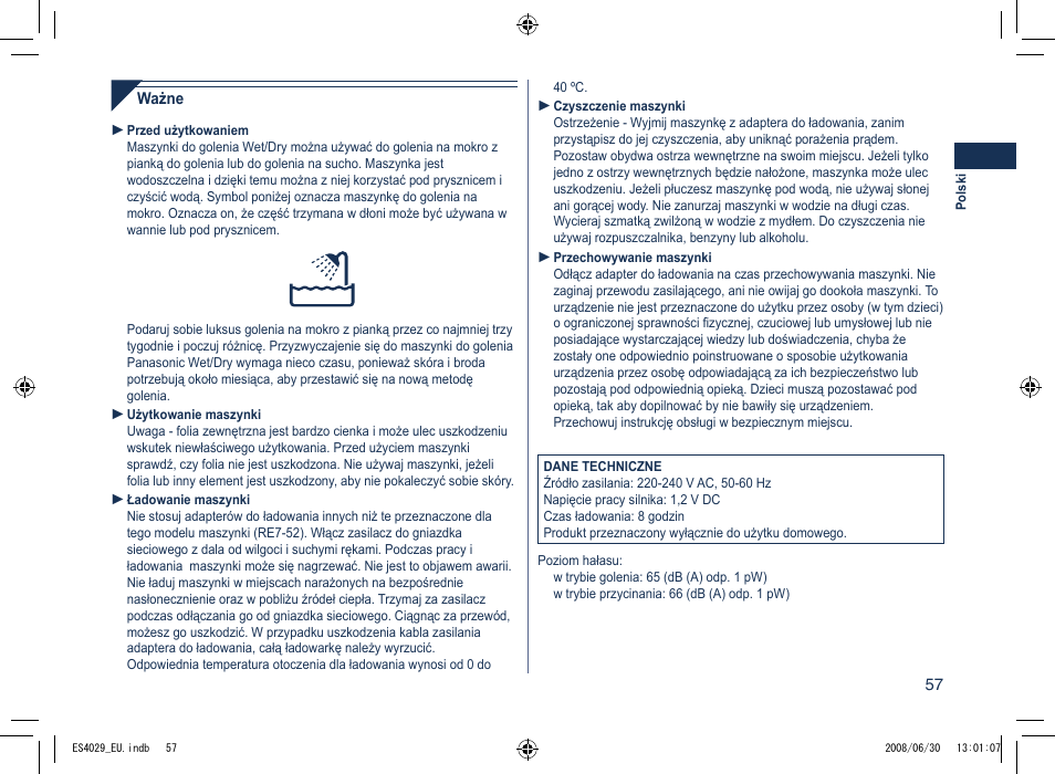 Panasonic ES4029 User Manual | Page 57 / 104