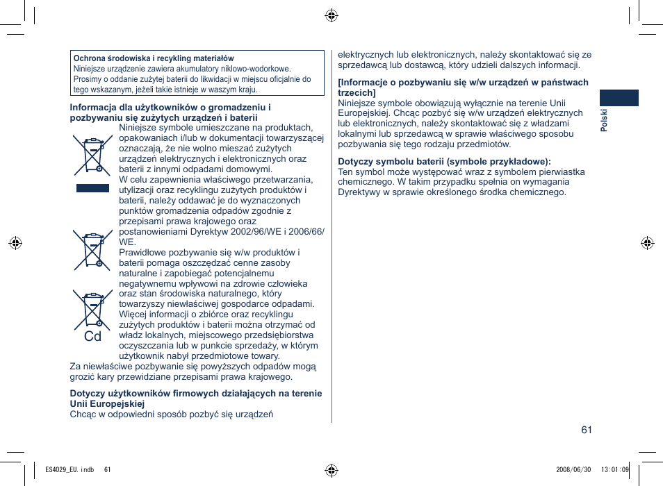 Panasonic ES4029 User Manual | Page 61 / 104