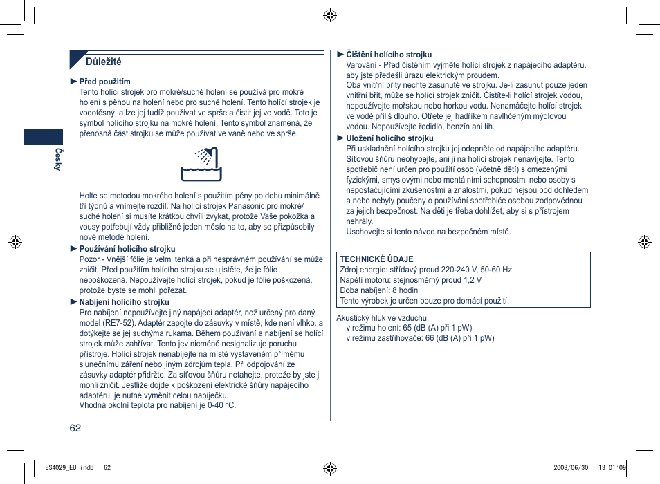 Panasonic ES4029 User Manual | Page 62 / 104