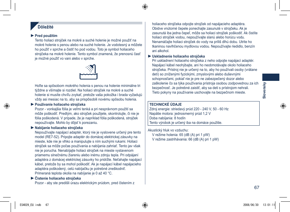 Panasonic ES4029 User Manual | Page 67 / 104