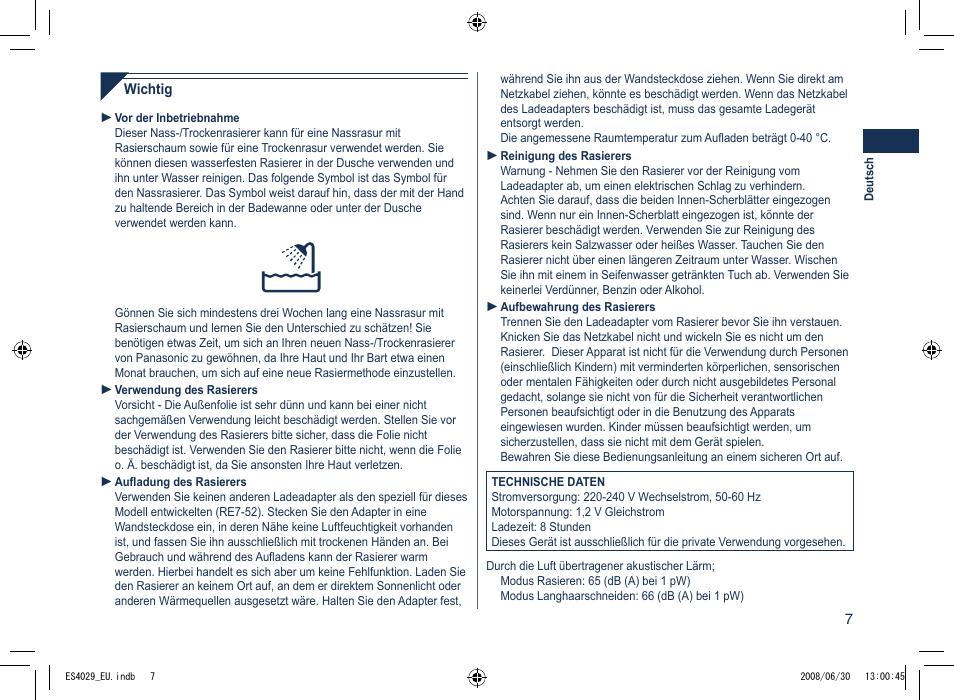 Panasonic ES4029 User Manual | Page 7 / 104