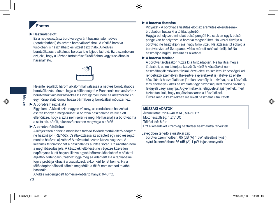 Panasonic ES4029 User Manual | Page 72 / 104