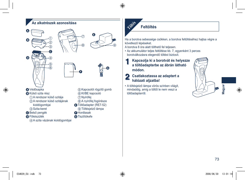 Töltés | Panasonic ES4029 User Manual | Page 73 / 104