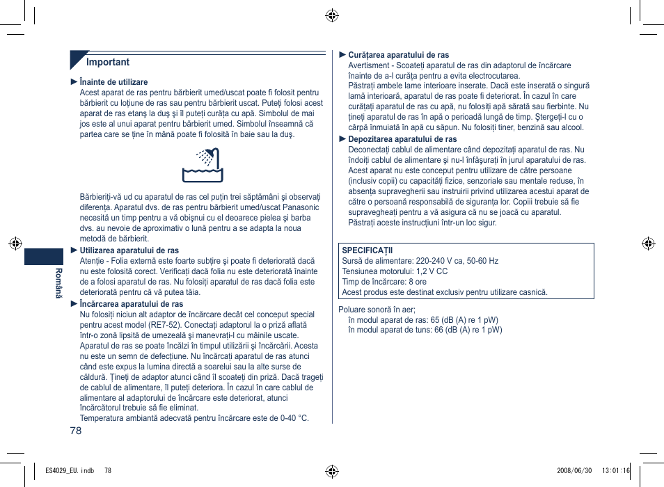 Panasonic ES4029 User Manual | Page 78 / 104
