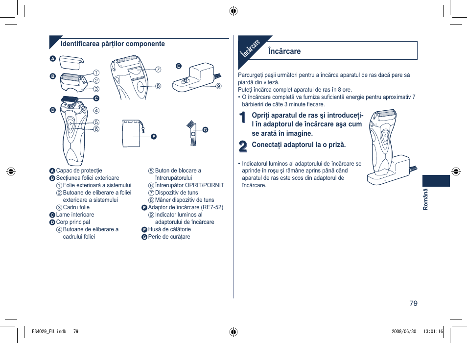 Încăr care | Panasonic ES4029 User Manual | Page 79 / 104