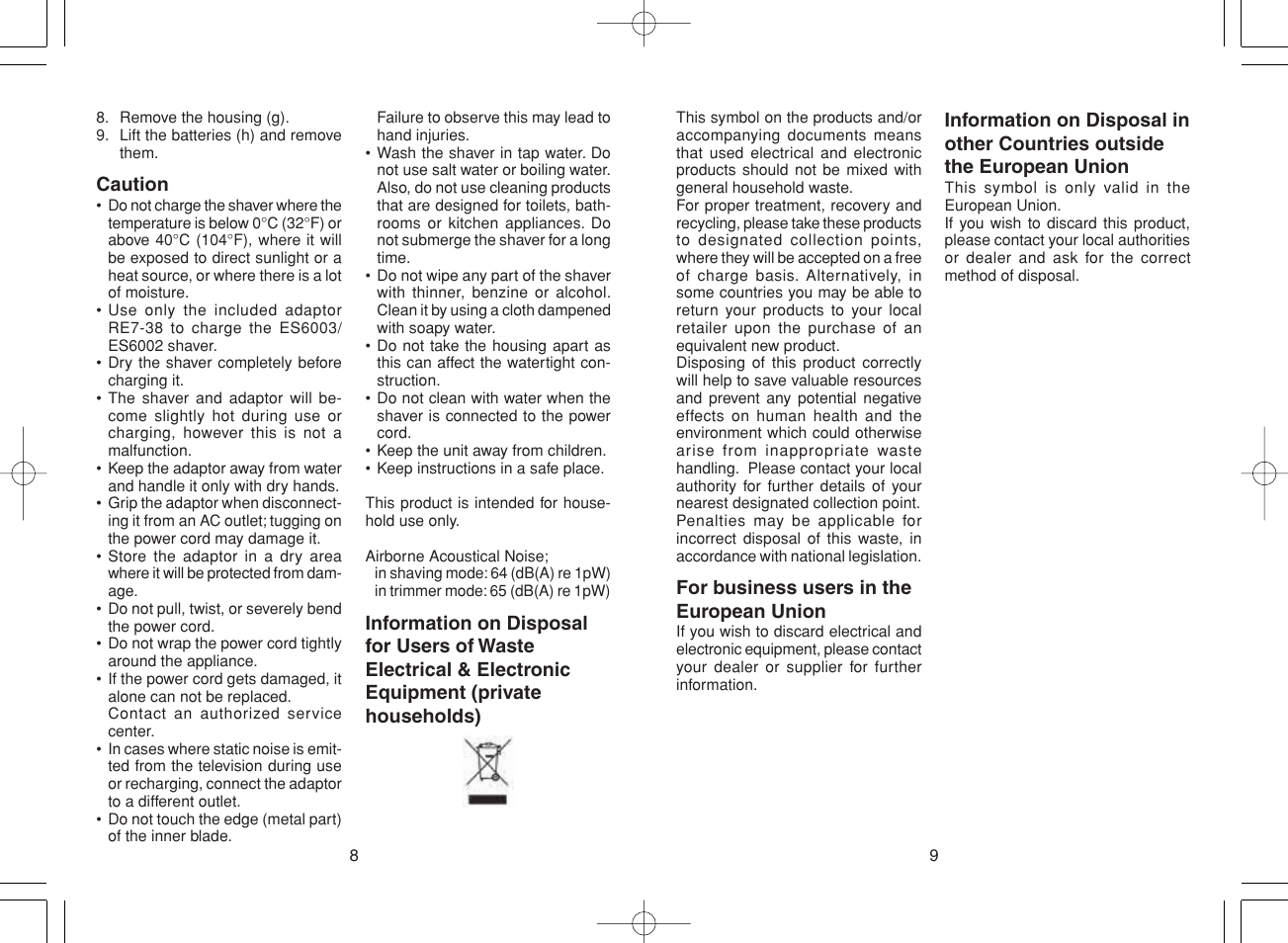 Panasonic ES6003E8 User Manual | Page 5 / 50