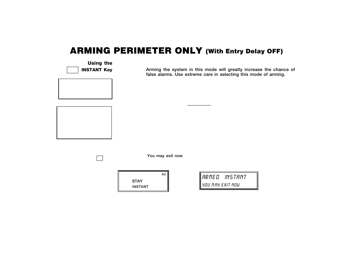 Arming perimeter only, With entry delay off), Arme d | Instant | ADT Security Services Safewatch Pro 2000 User Manual | Page 15 / 48