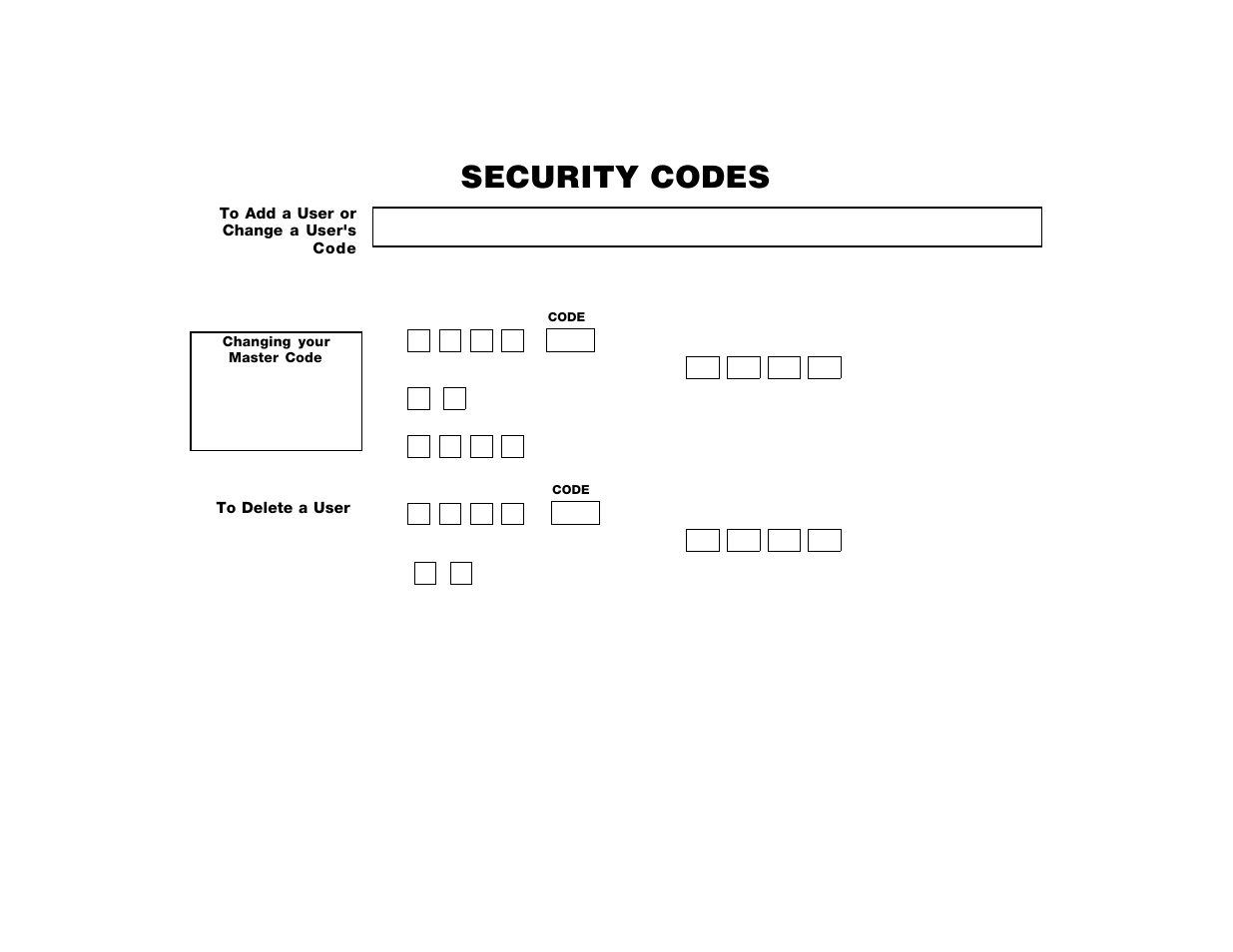 Security codes | ADT Security Services Safewatch Pro 2000 User Manual | Page 26 / 48