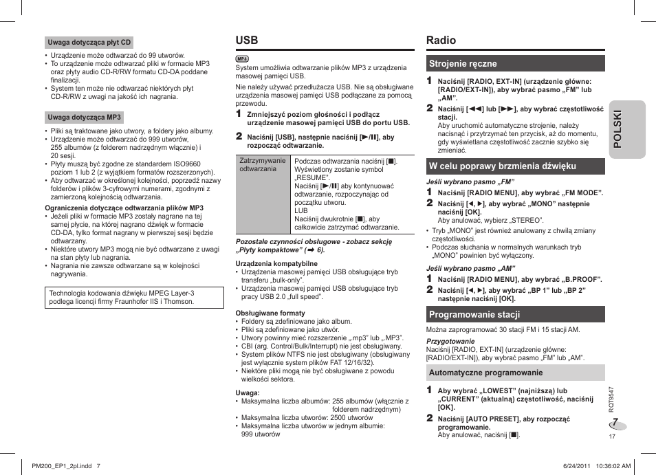 Radio | Panasonic SCPM200EP User Manual | Page 17 / 64