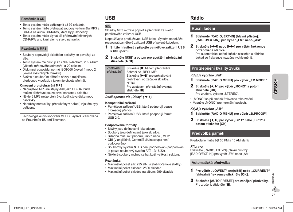 Rádio | Panasonic SCPM200EP User Manual | Page 27 / 64
