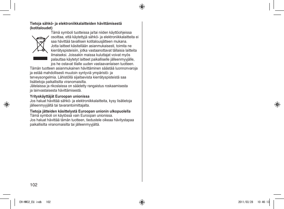 Panasonic EHHW32 User Manual | Page 102 / 158