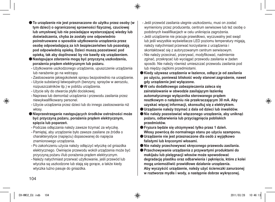 Panasonic EHHW32 User Manual | Page 104 / 158