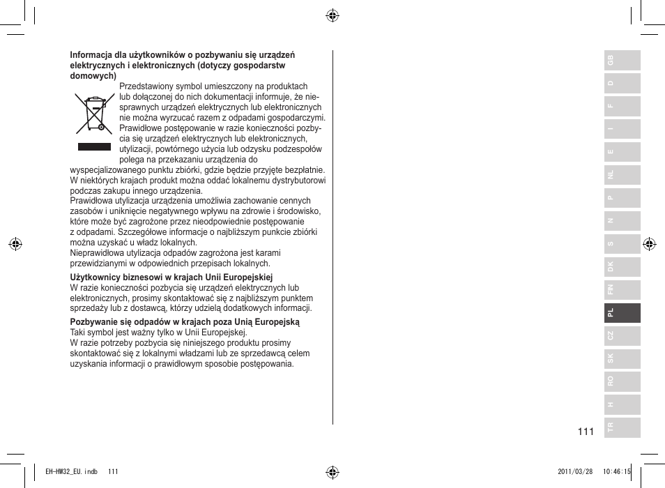 Panasonic EHHW32 User Manual | Page 111 / 158