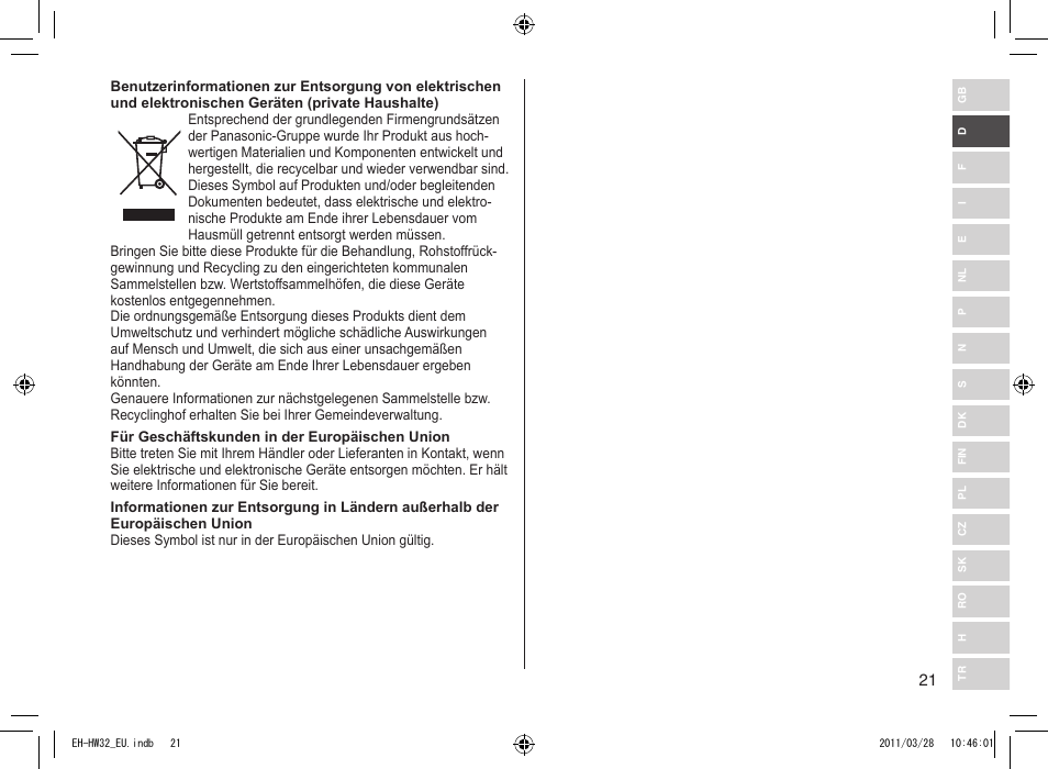 Panasonic EHHW32 User Manual | Page 21 / 158