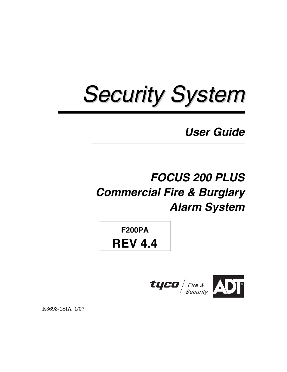 ADT Security Services Focus 200 Plus User Manual | 88 pages