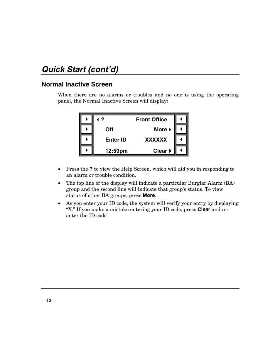Quick start (cont’d) | ADT Security Services Focus 200 Plus User Manual | Page 12 / 88