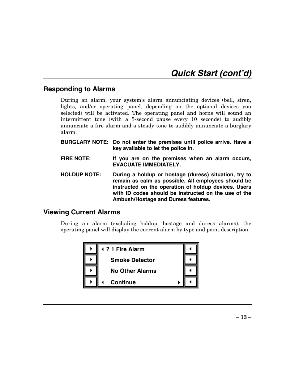 Quick start (cont’d) | ADT Security Services Focus 200 Plus User Manual | Page 13 / 88