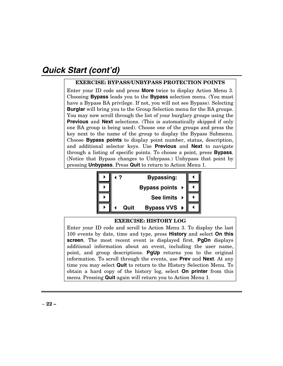 Quick start (cont’d) | ADT Security Services Focus 200 Plus User Manual | Page 22 / 88