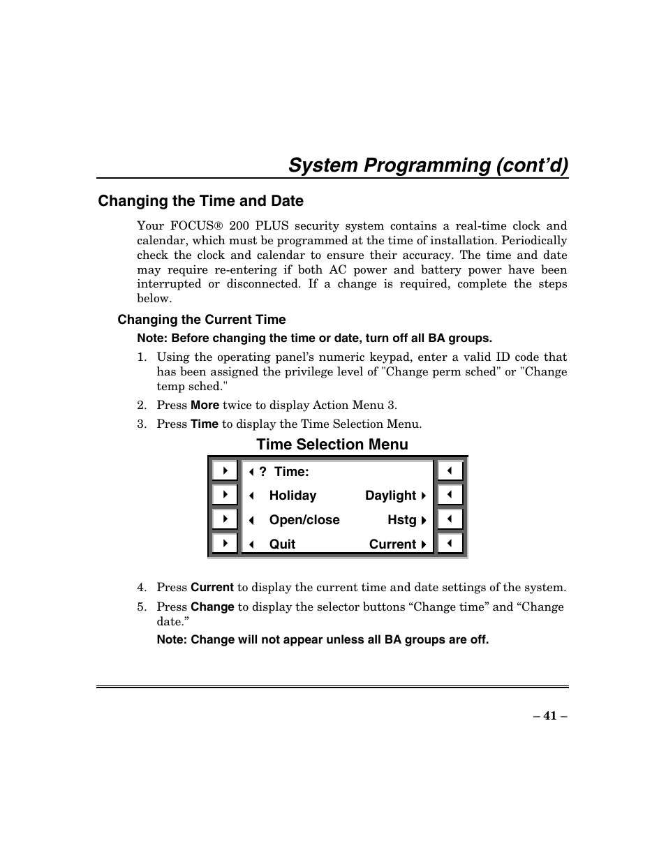 System programming (cont’d) | ADT Security Services Focus 200 Plus User Manual | Page 41 / 88