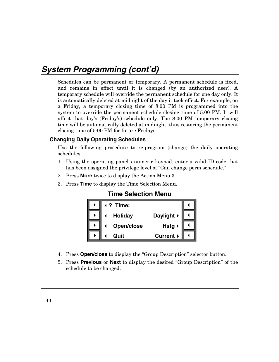 System programming (cont’d) | ADT Security Services Focus 200 Plus User Manual | Page 44 / 88