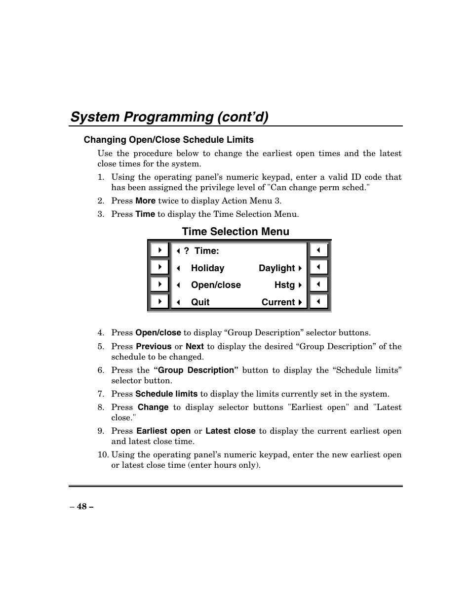 System programming (cont’d) | ADT Security Services Focus 200 Plus User Manual | Page 48 / 88
