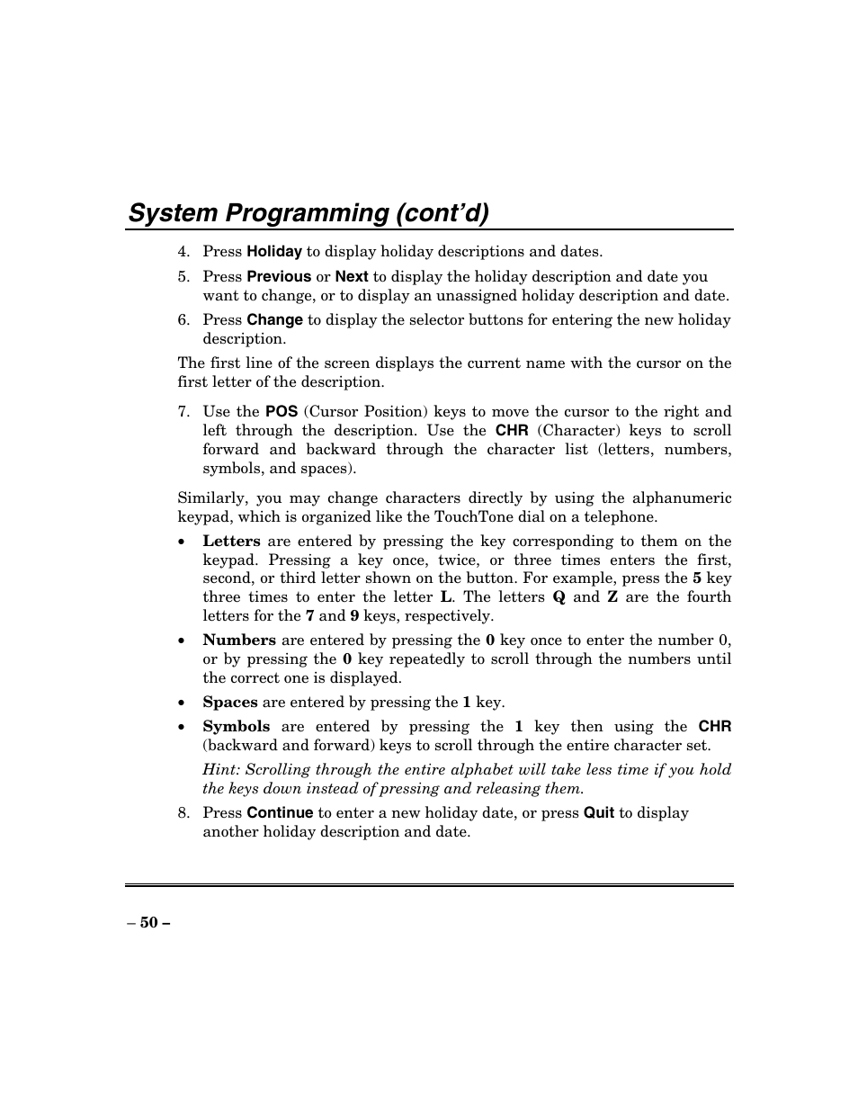 System programming (cont’d) | ADT Security Services Focus 200 Plus User Manual | Page 50 / 88