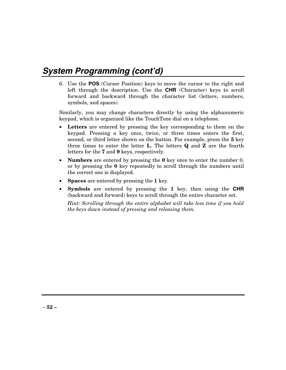 System programming (cont’d) | ADT Security Services Focus 200 Plus User Manual | Page 52 / 88