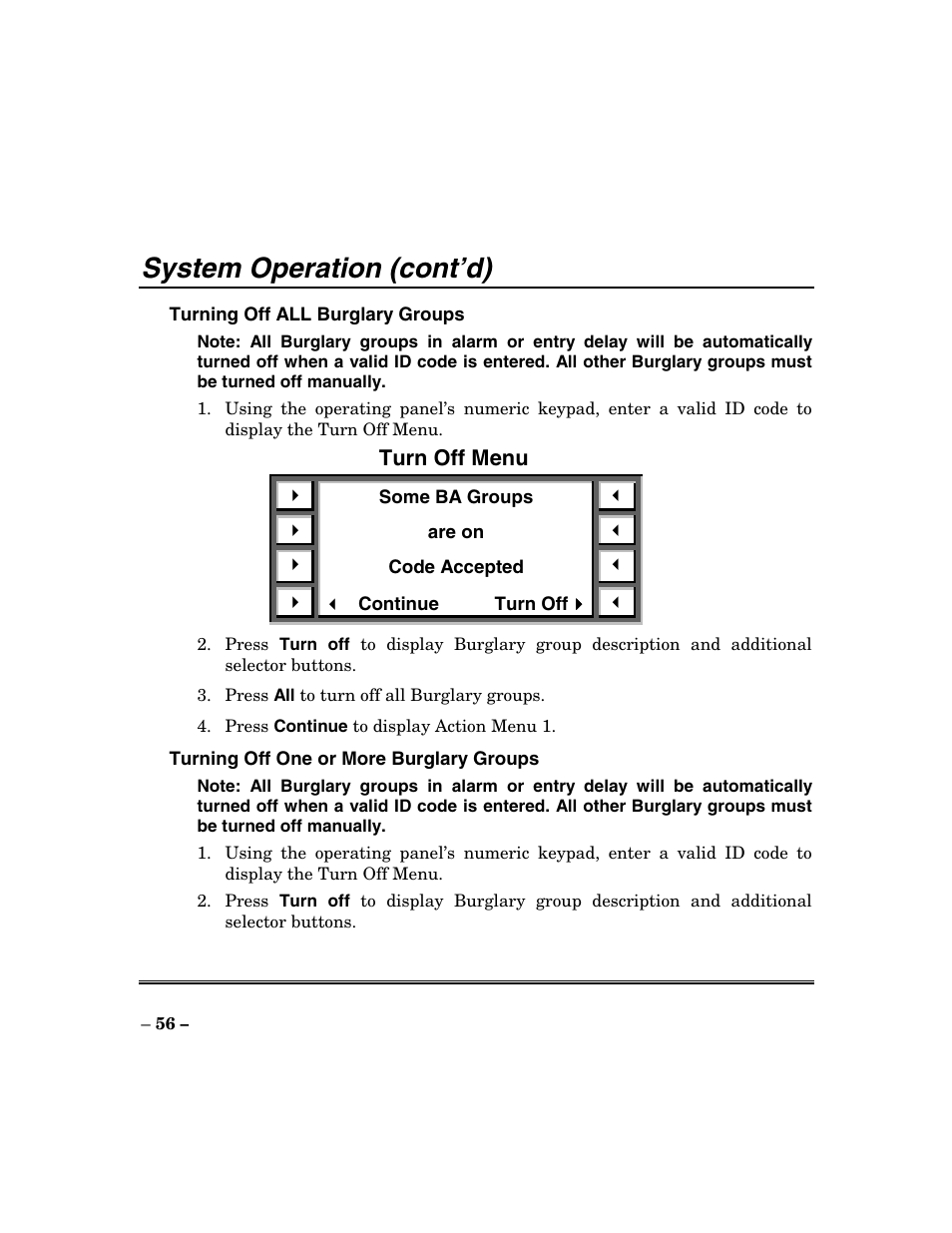 System operation (cont’d) | ADT Security Services Focus 200 Plus User Manual | Page 56 / 88