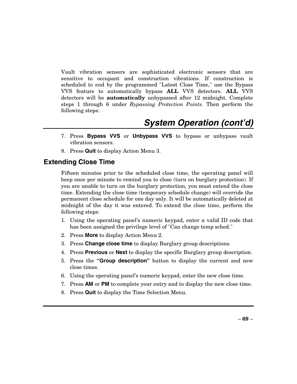 System operation (cont’d) | ADT Security Services Focus 200 Plus User Manual | Page 69 / 88