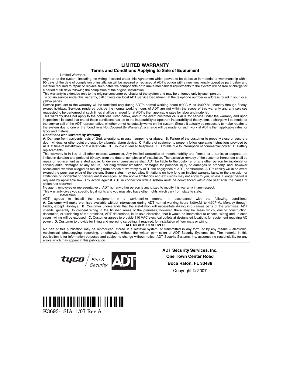ADT Security Services Focus 200 Plus User Manual | Page 88 / 88