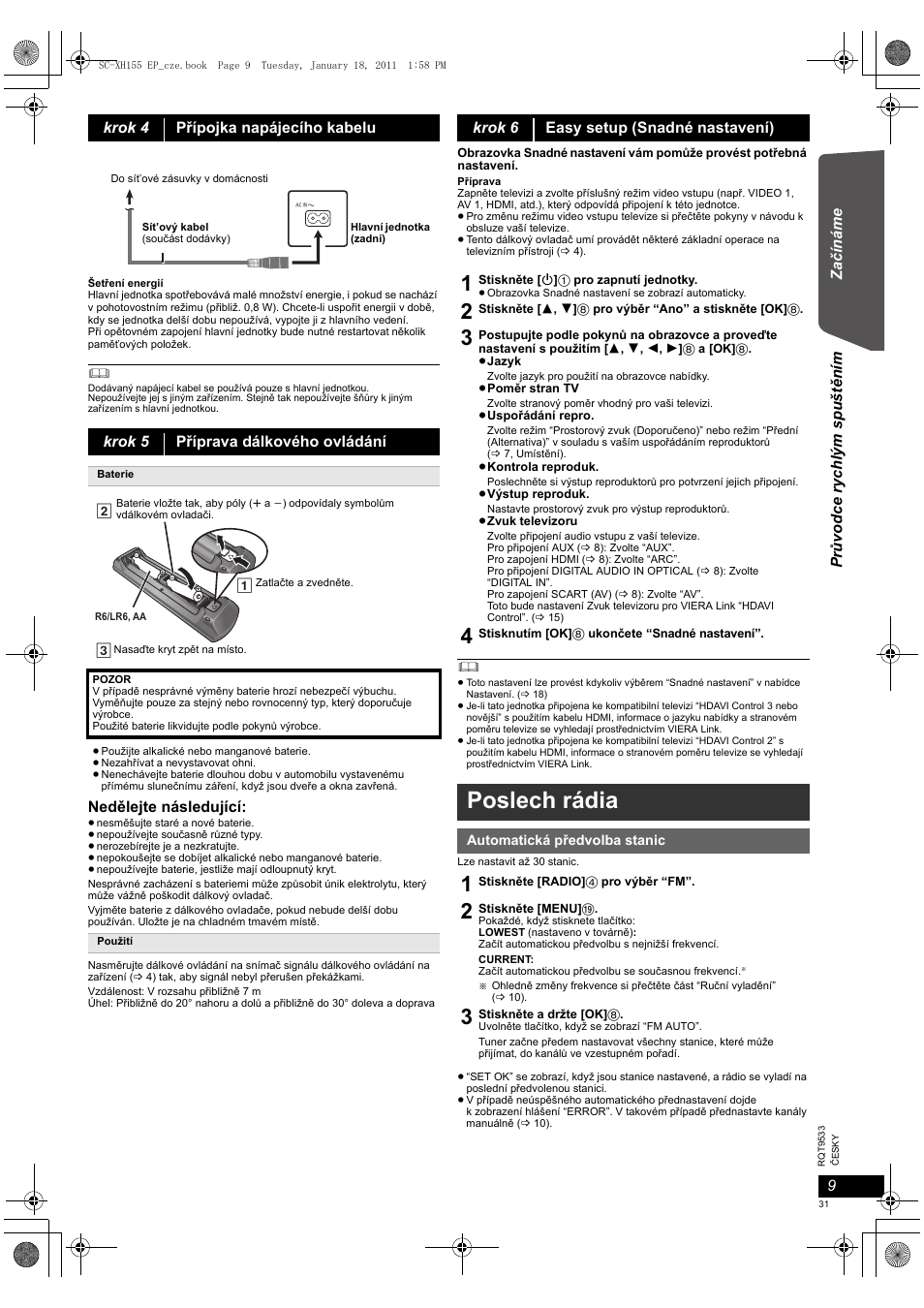 Poslech rádia | Panasonic SCXH155EP User Manual | Page 31 / 90