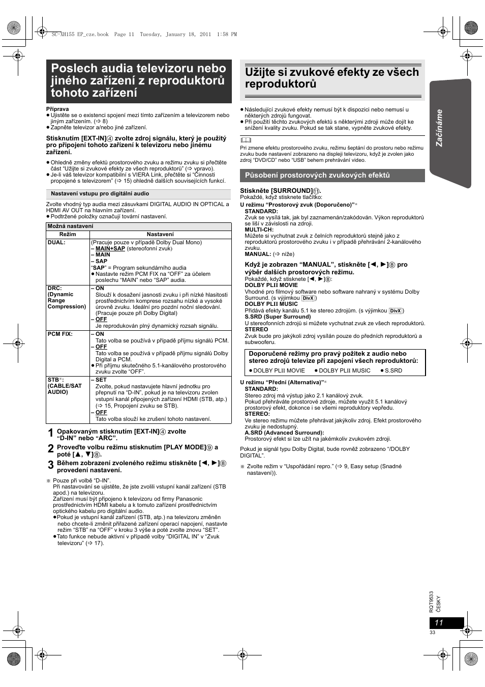 Užijte si zvukové efekty ze všech reproduktorů | Panasonic SCXH155EP User Manual | Page 33 / 90