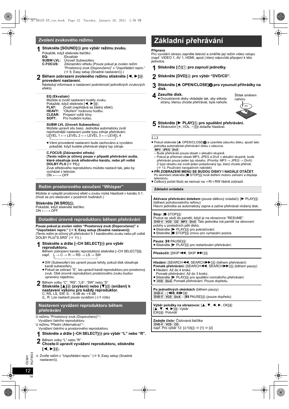 Základní přehrávání | Panasonic SCXH155EP User Manual | Page 34 / 90