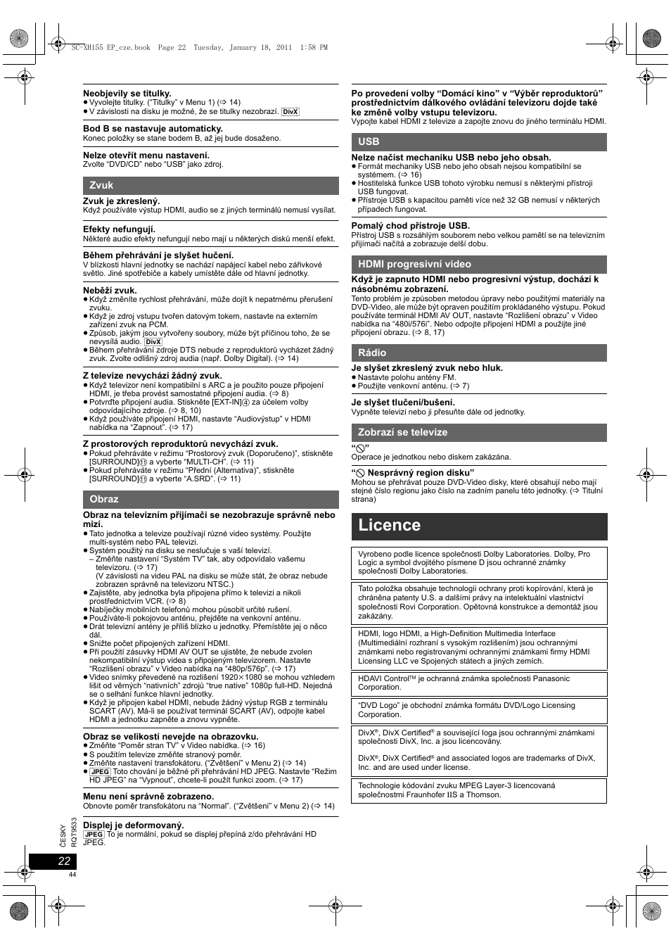 Licence | Panasonic SCXH155EP User Manual | Page 44 / 90