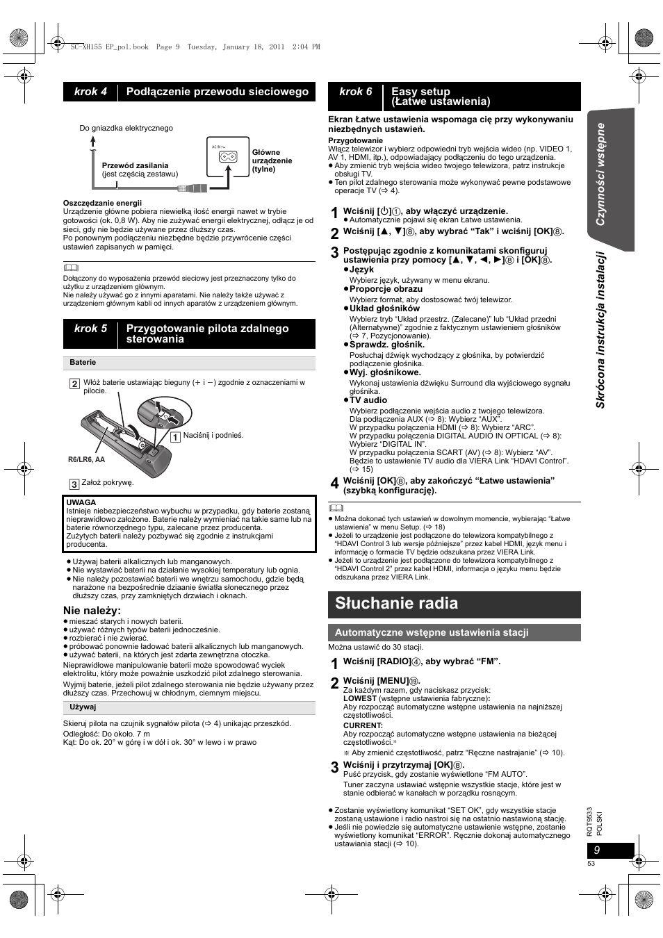 Słuchanie radia | Panasonic SCXH155EP User Manual | Page 53 / 90